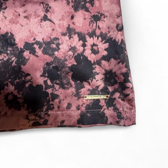 BCBGMaxAzria Pink & Black Floral Lace Satin Pajama Set - Size M - Picture 5 of 9